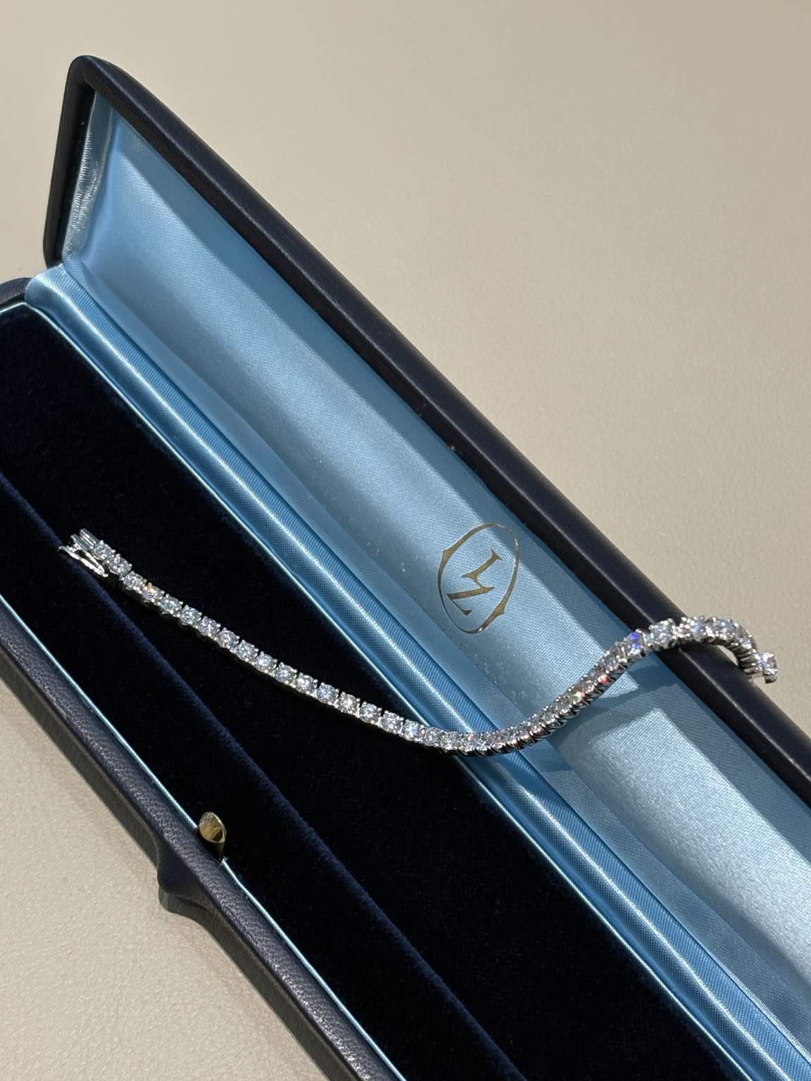 Lorena Zhang diamond bracelet in its signature jewelry box
